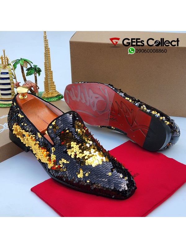 Black and outlet gold dress shoe